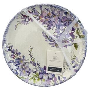 Rachel Ashwell Lilac Floral Melamine Salad Plates 8in Set of 4 Chic Spring NEW